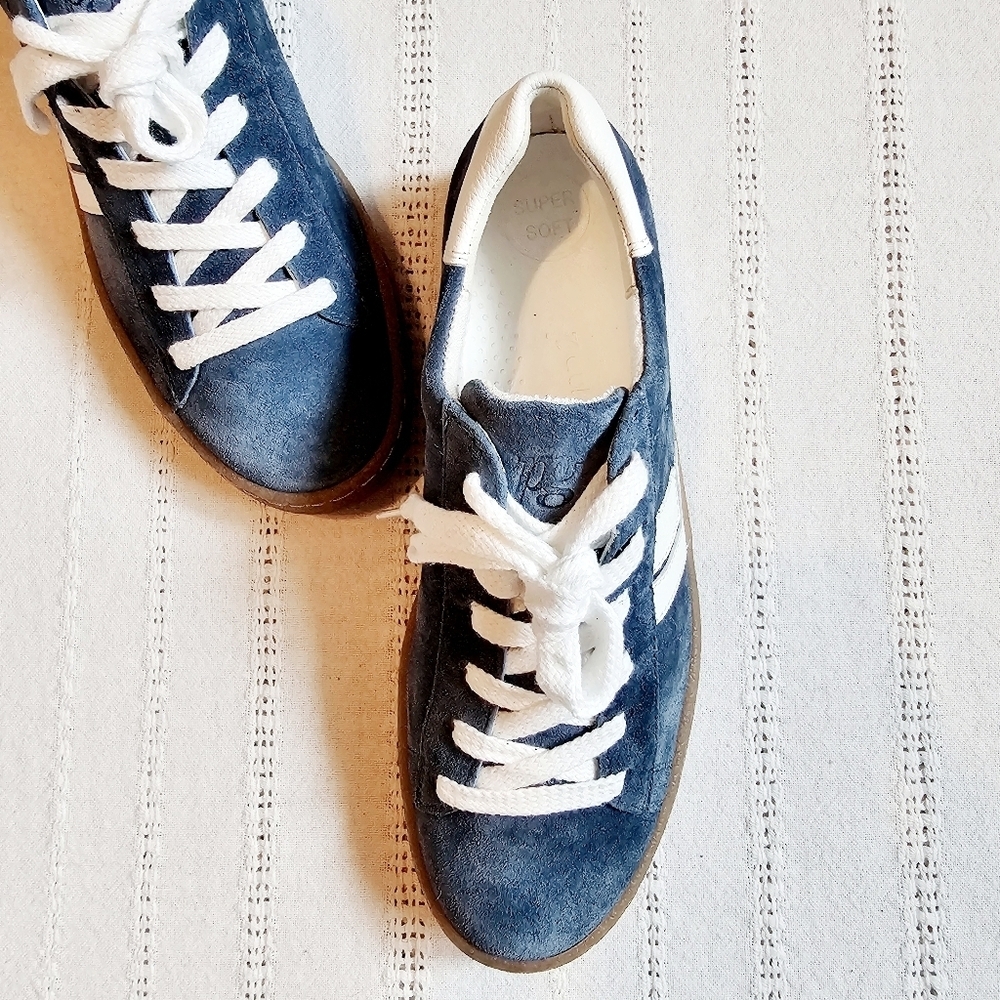 Paul Green Renner Sneakers Suede Handmade Leather Lake White Combo Lace Up 6.5 - Picture 2 of 14